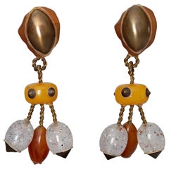 Vintage Massive CHRISTIAN LACROIX Fun Geometric Resin Dangling Earrings