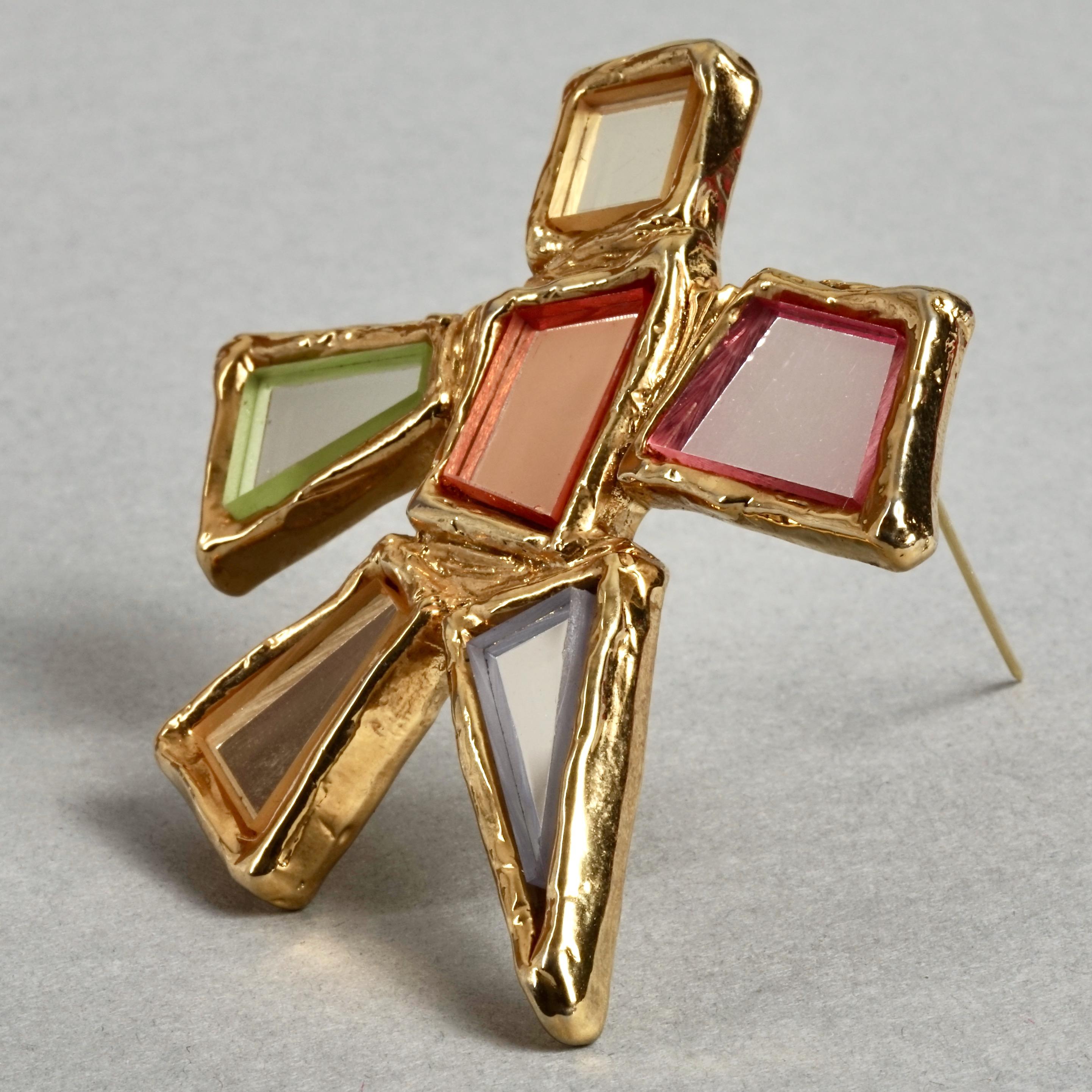 Vintage Massive CHRISTIAN LACROIX Geometric Mirror Star Brooch In Excellent Condition For Sale In Kingersheim, Alsace