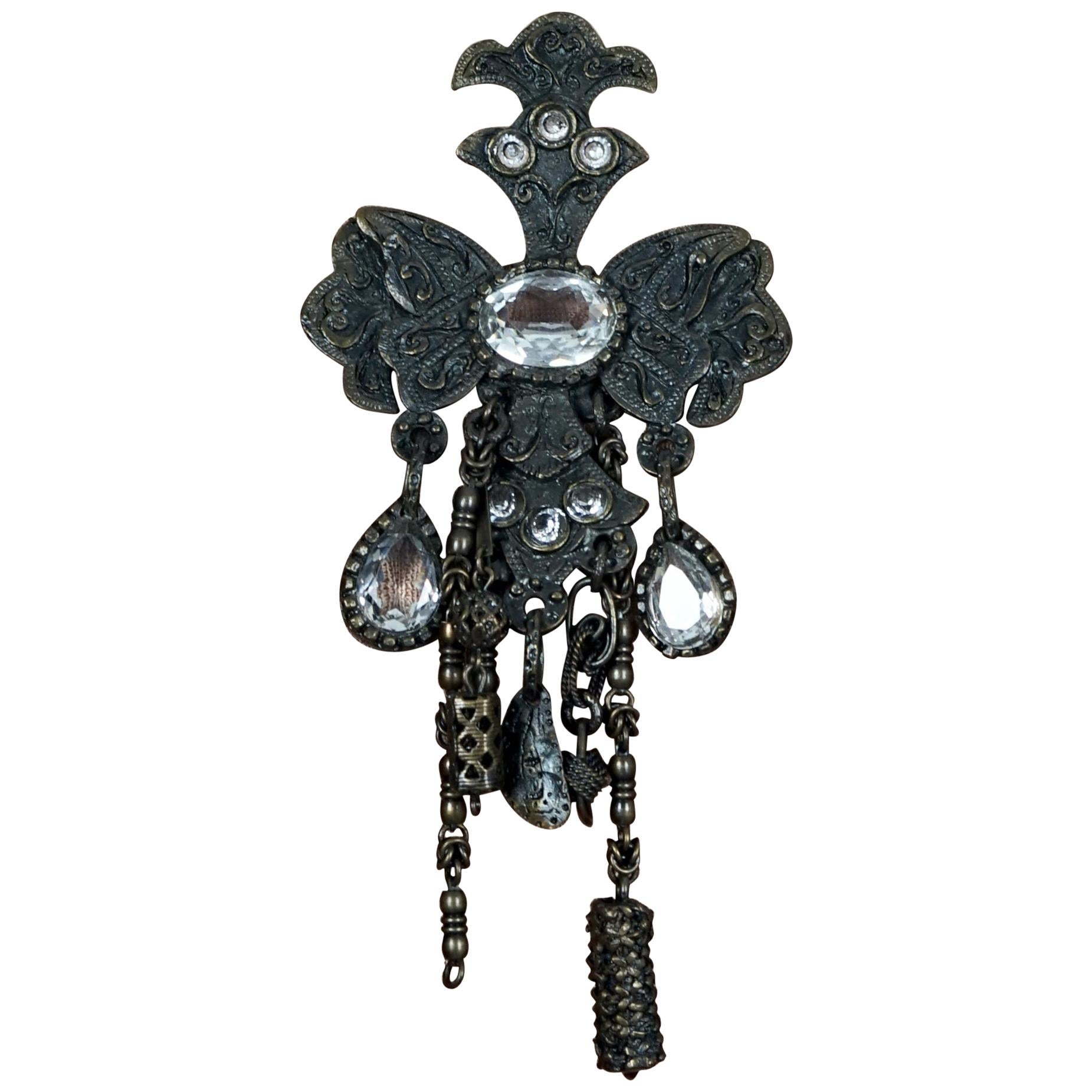 Vintage Massive CHRISTIAN LACROIX Gothic Brutalist Charm Brooch