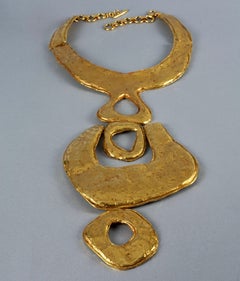 Vintage Massive CHRISTIAN LACROIX Collana con pettorale astratto martellato