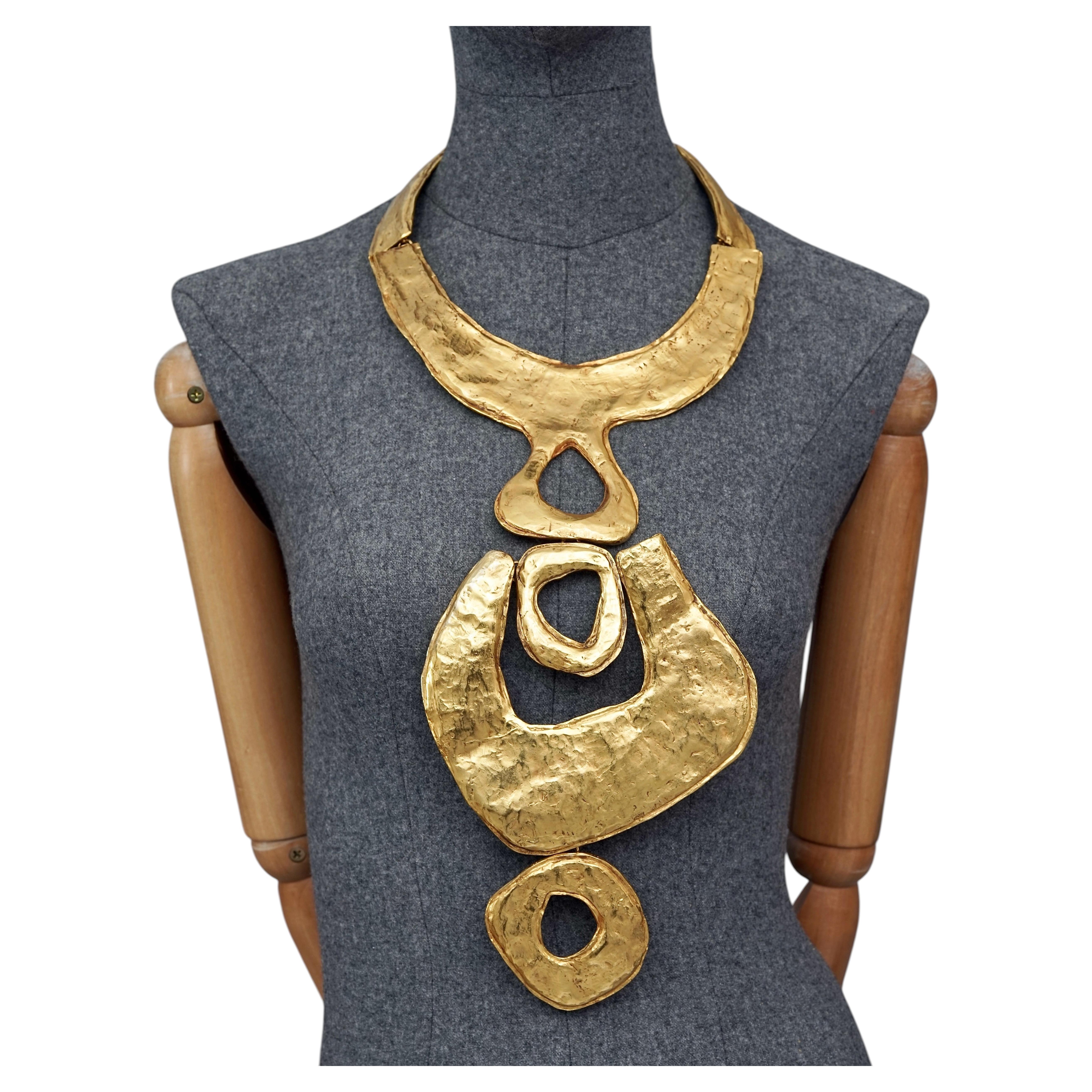 Vintage Massive CHRISTIAN LACROIX Hammered Abstract Breastplate Necklace
