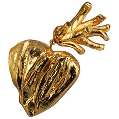 Vintage Massive CHRISTIAN LACROIX Heart Coral Branch Brooch