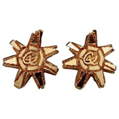 Vintage Massive CHRISTIAN LACROIX Logo Sun Earrings