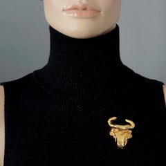 Vintage Massive CHRISTIAN LACROIX Sculptural Bull Head Brooch