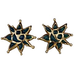 Vintage Massive CHRISTIAN LACROIX Sun Face Resin Earrings