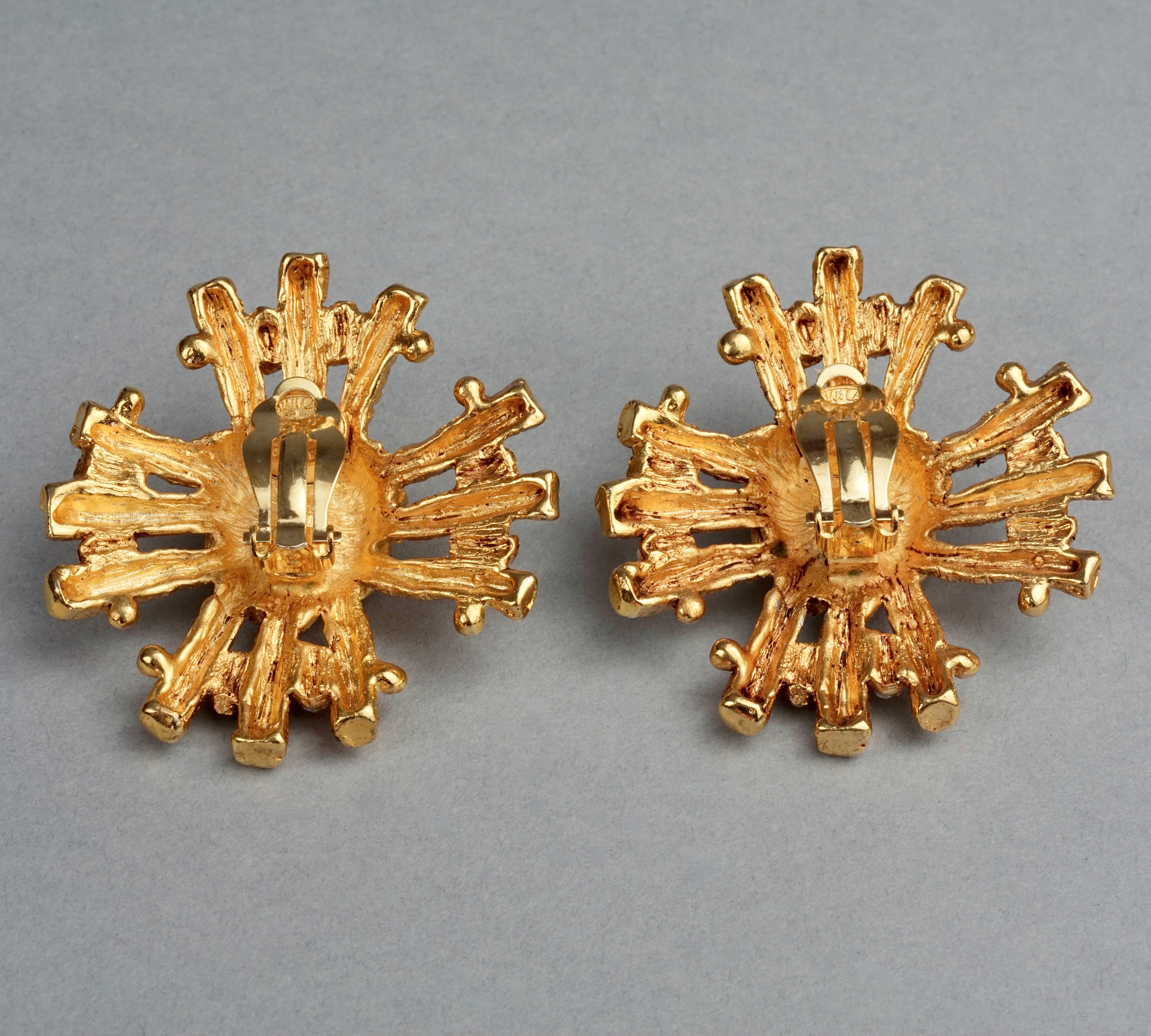 Vintage Massive CHRISTIAN LACROIX Sunburst Rhinestone Earrings For Sale 5