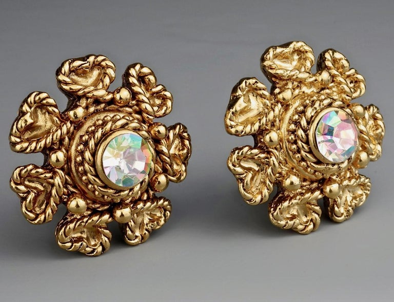 Boucles D'oreilles Clips Vintage CLAIRE DEVE Paris - Pendantes Dorées - Occasion