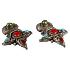 Vintage Massive CLAIRE DEVE Jewelled Ethnic Earrings