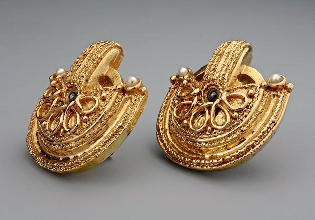 Women's Vintage Massive CLAIRE DEVE Mogul Jewelled Earrings For Sale
