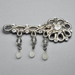 Vintage Massive CLAIRE DEVE PARIS Jewelled Silver Key Brooch