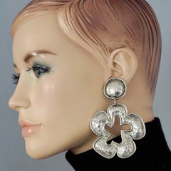 Pendientes Vintage Massive EDOUARD RAMBAUD Martillados Flor Tono Plata
