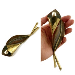 Vintage Massive FABRICE PARIS Pearl Bell Flower Brooch