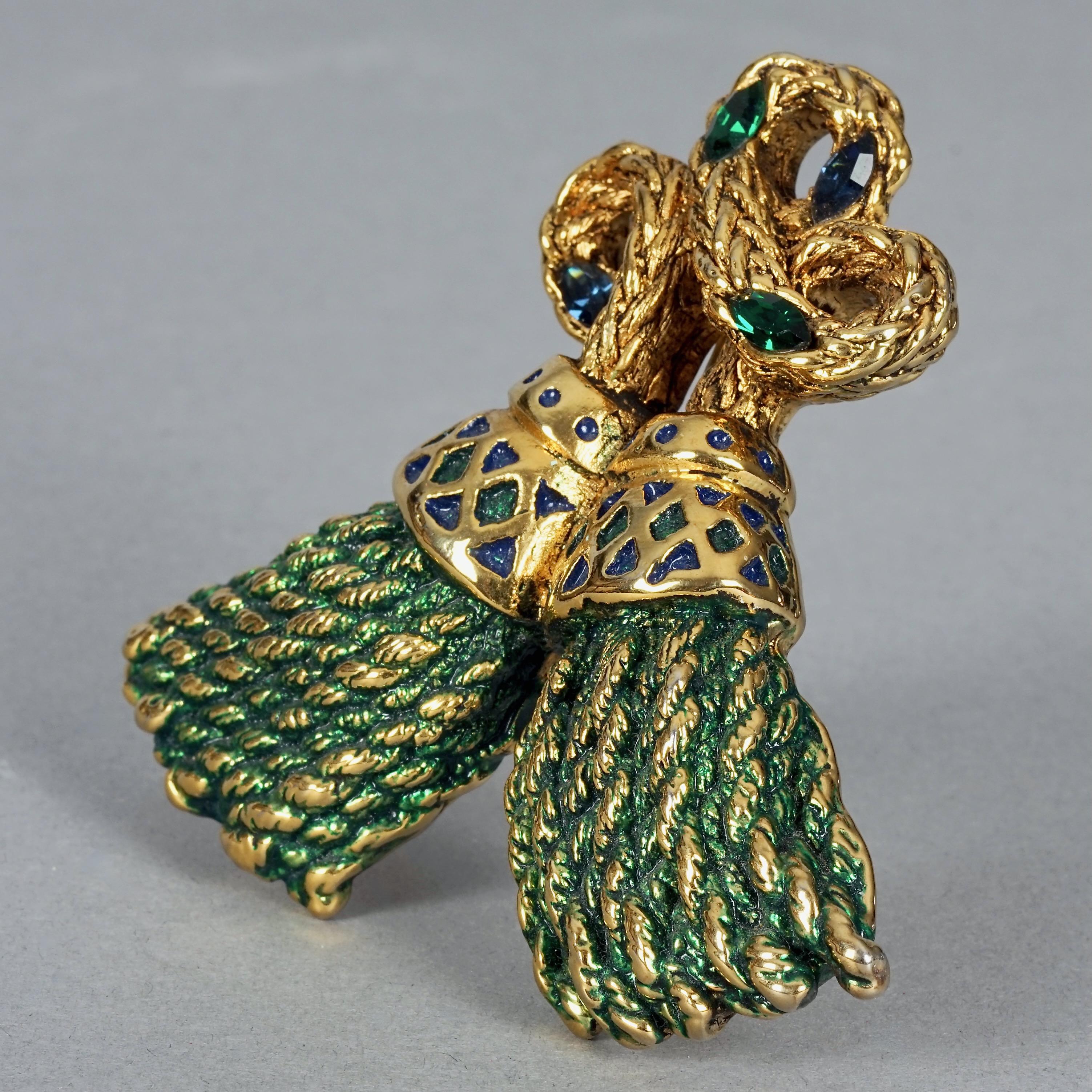 Vintage Massive FREDERIC VOLLE PARIS Jewelled Tassel Brooch In Excellent Condition For Sale In Kingersheim, Alsace