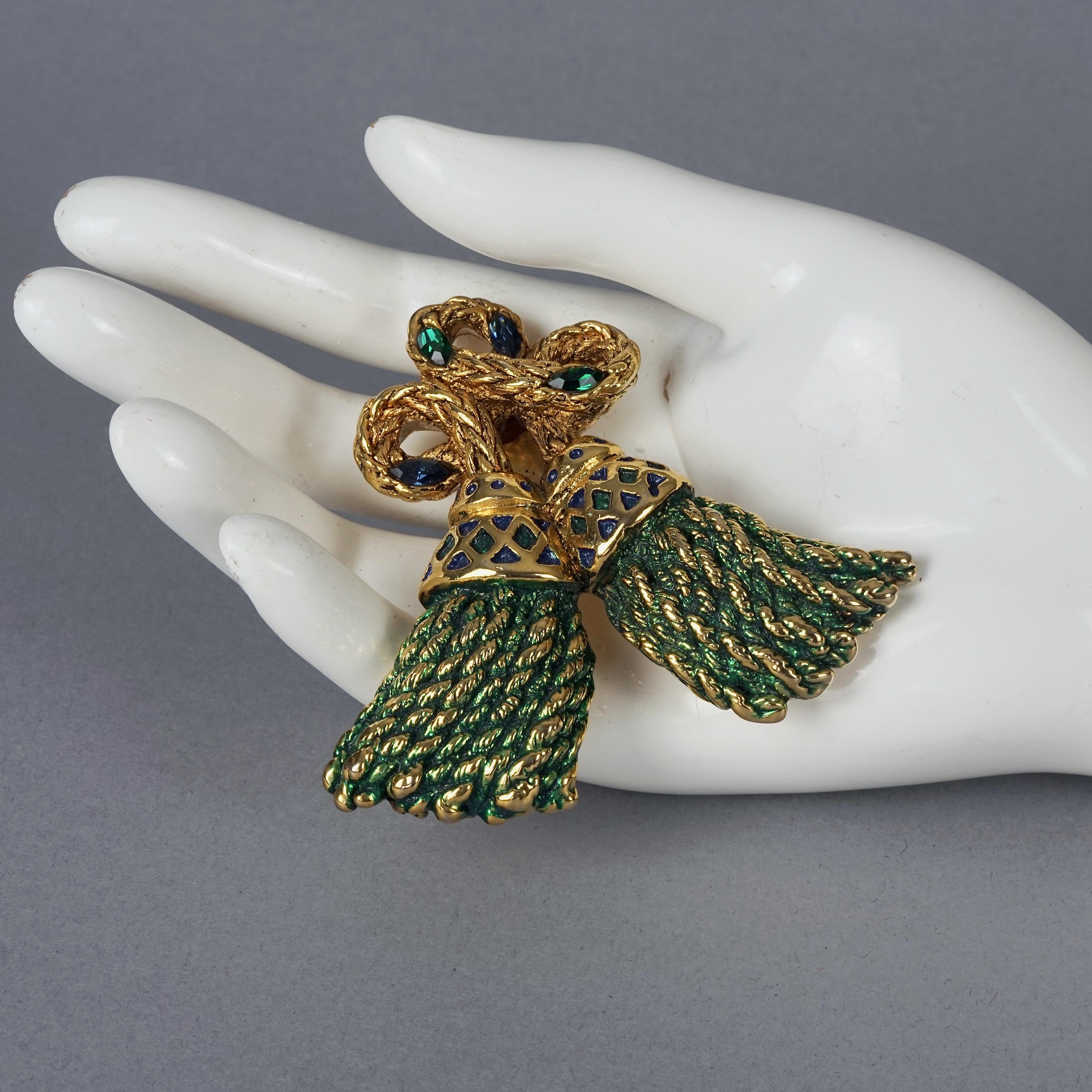 Vintage Massive FREDERIC VOLLE PARIS Jewelled Tassel Brooch For Sale 2