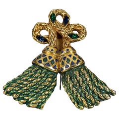 Vintage Massive FREDERIC VOLLE PARIS Jewelled Tassel Brooch