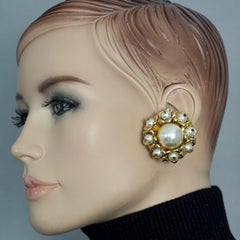 Vintage Massive French Flower Pearl Earrings