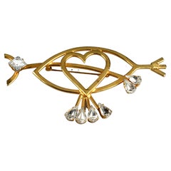 Broche vintage massive moderniste française en forme de