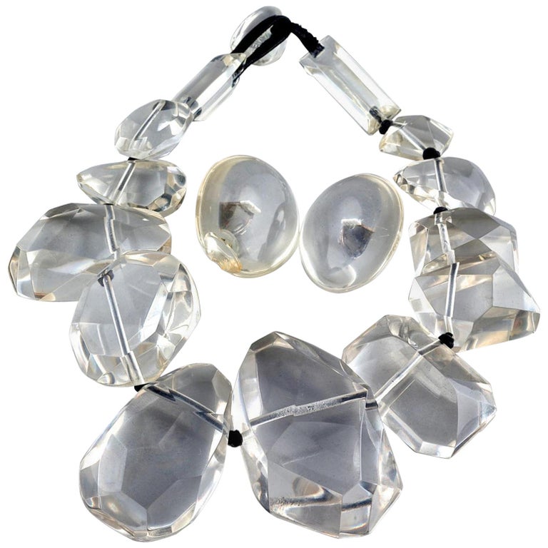 Vintage Massive GERDA MONIES Lucite Acrylic Earrings Necklace Set at 1stDibs | jewelry sale, lynggaard lucite necklace