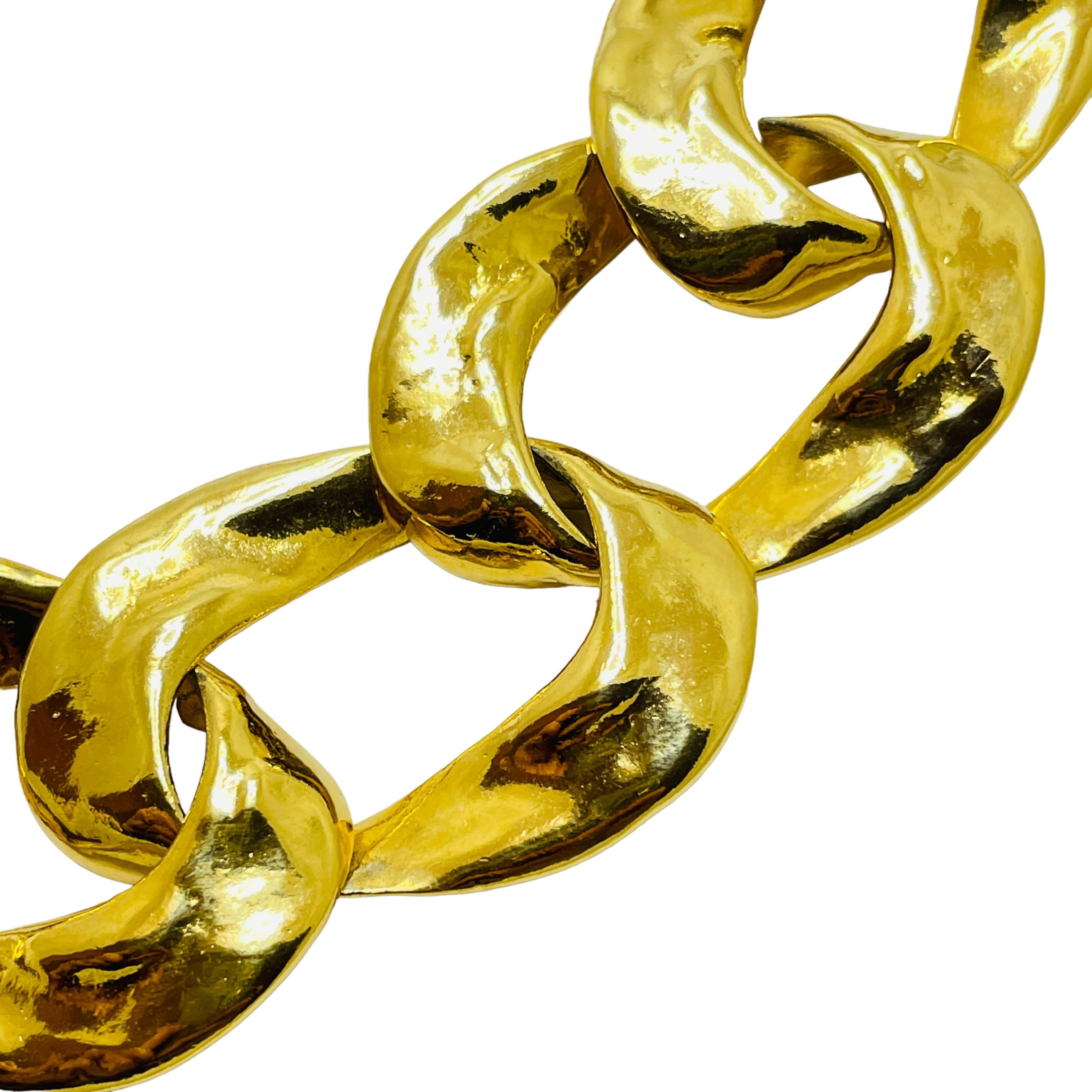 da uomo o donna Collana girocollo d'epoca con catena a maglie d'oro massicce, firmata Runway in vendita