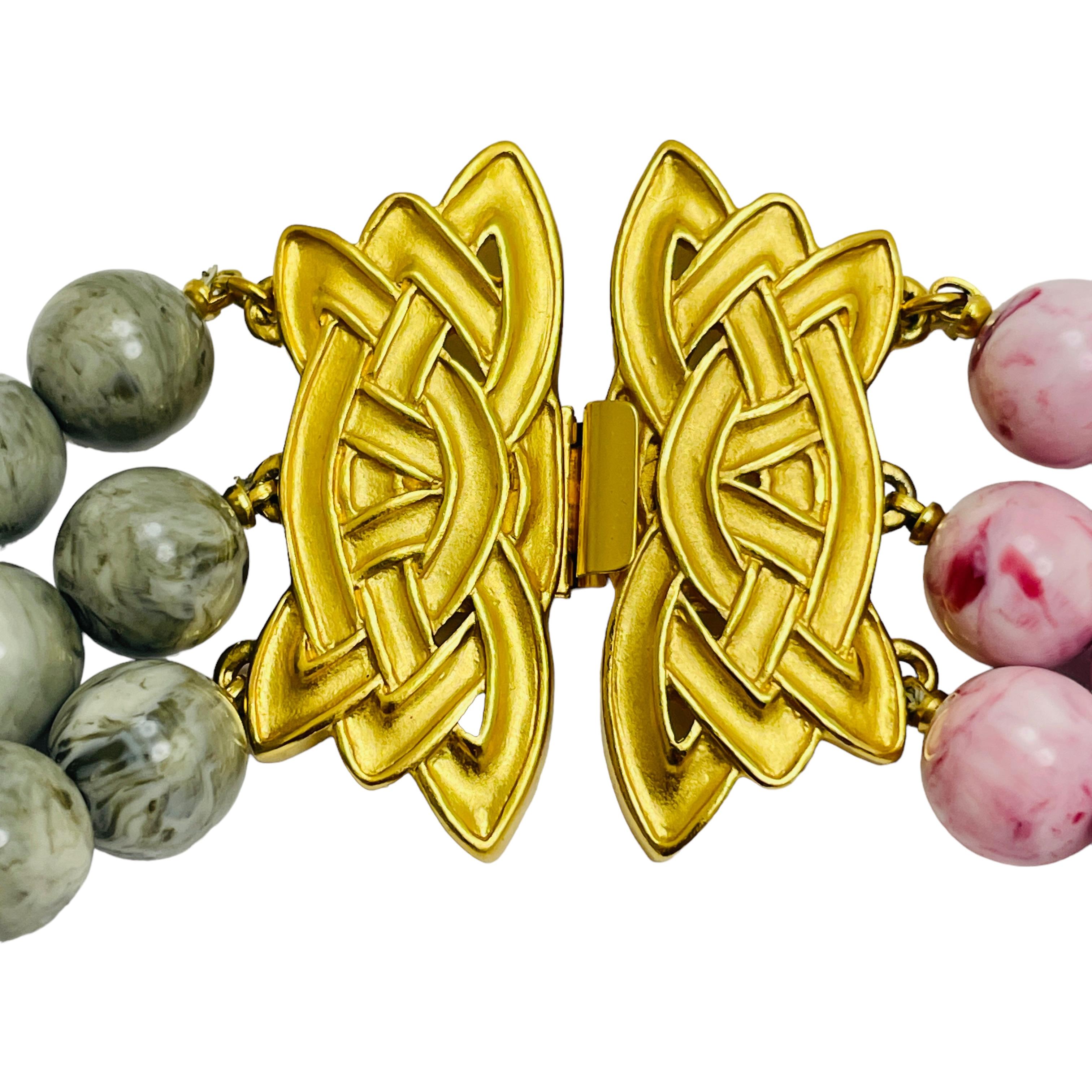 Collier vintage massif en or rose gris perlé multi-brins de designer runway Bon état - En vente à Palos Hills, IL