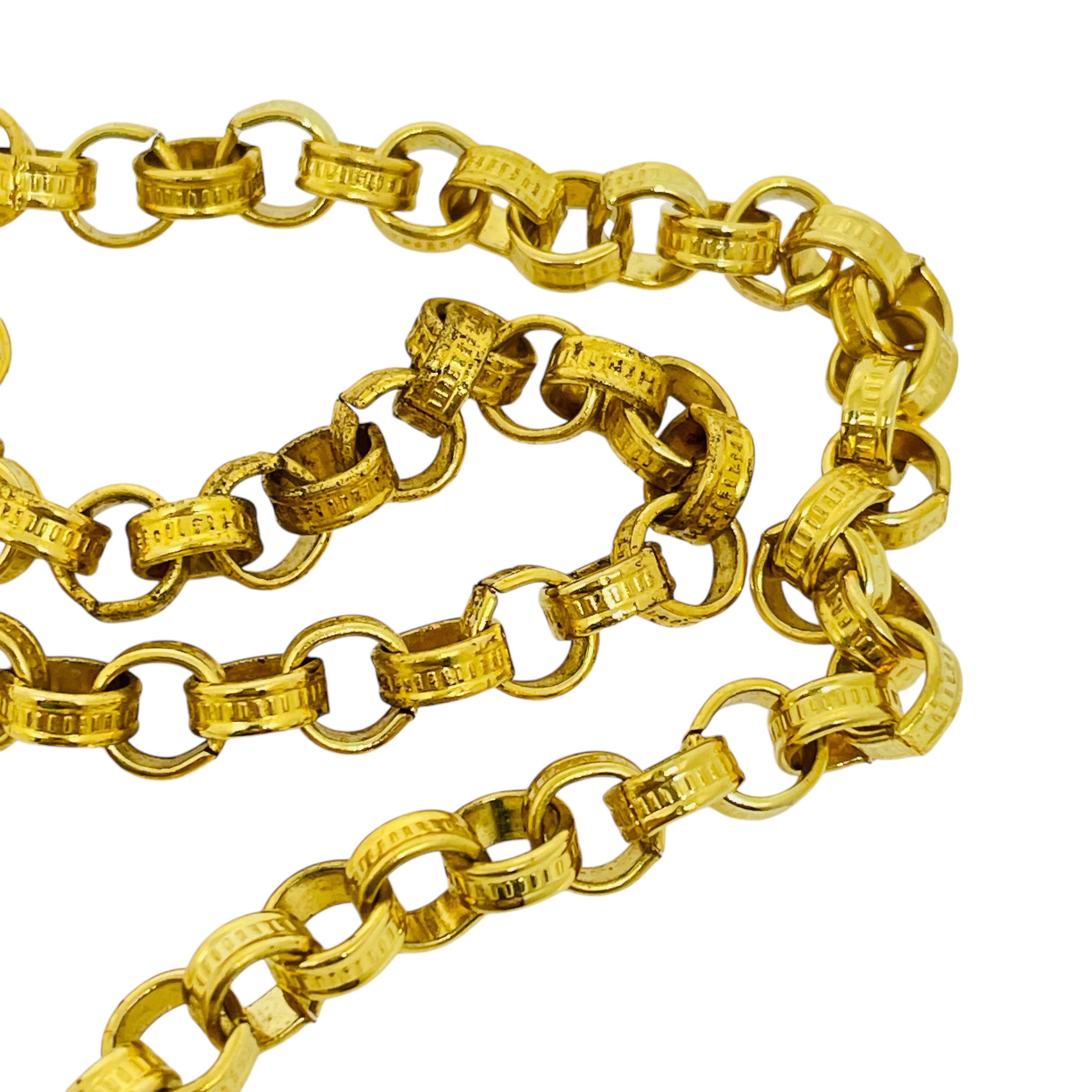 Vintage Massiv Gold Ton Grün Glas Designer Halskette Damen im Angebot