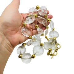 Vintage massive gold tone resin beaded designer necklace