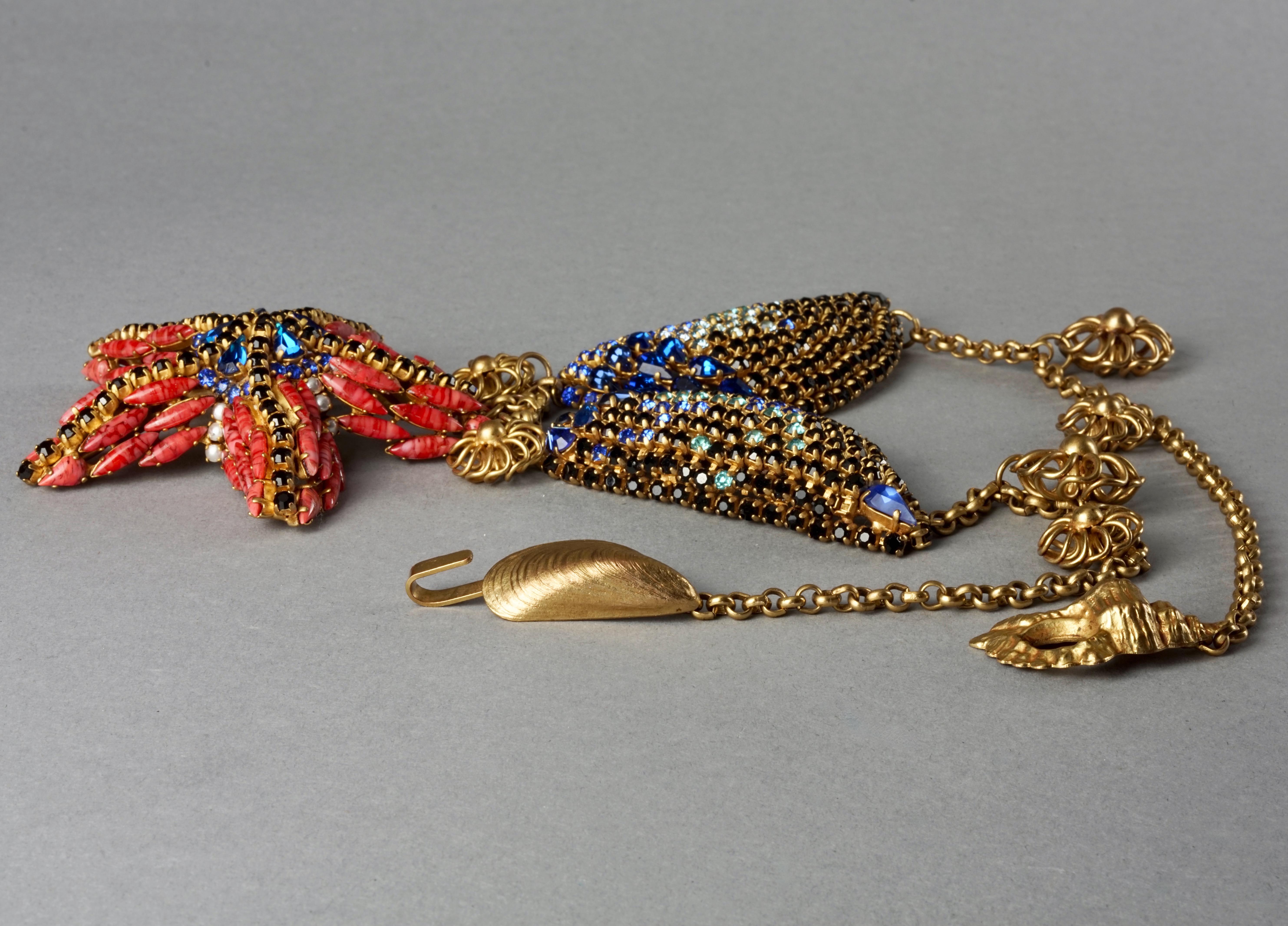 Women's Vintage Massive HANNA BERNHARD Shell Starfish Rhinestone Necklace For Sale
