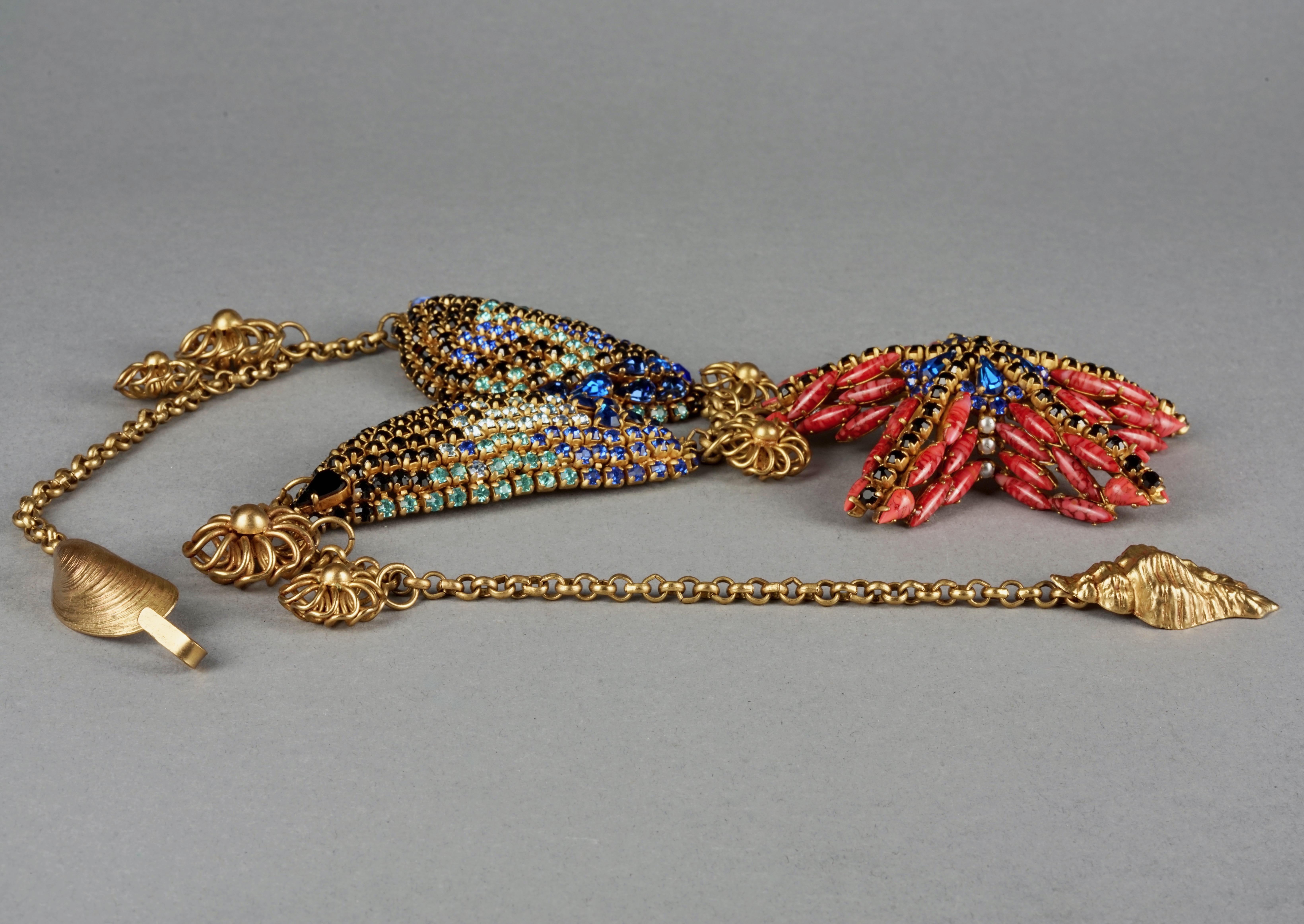 Vintage Massive HANNA BERNHARD Shell Starfish Rhinestone Necklace For Sale 1