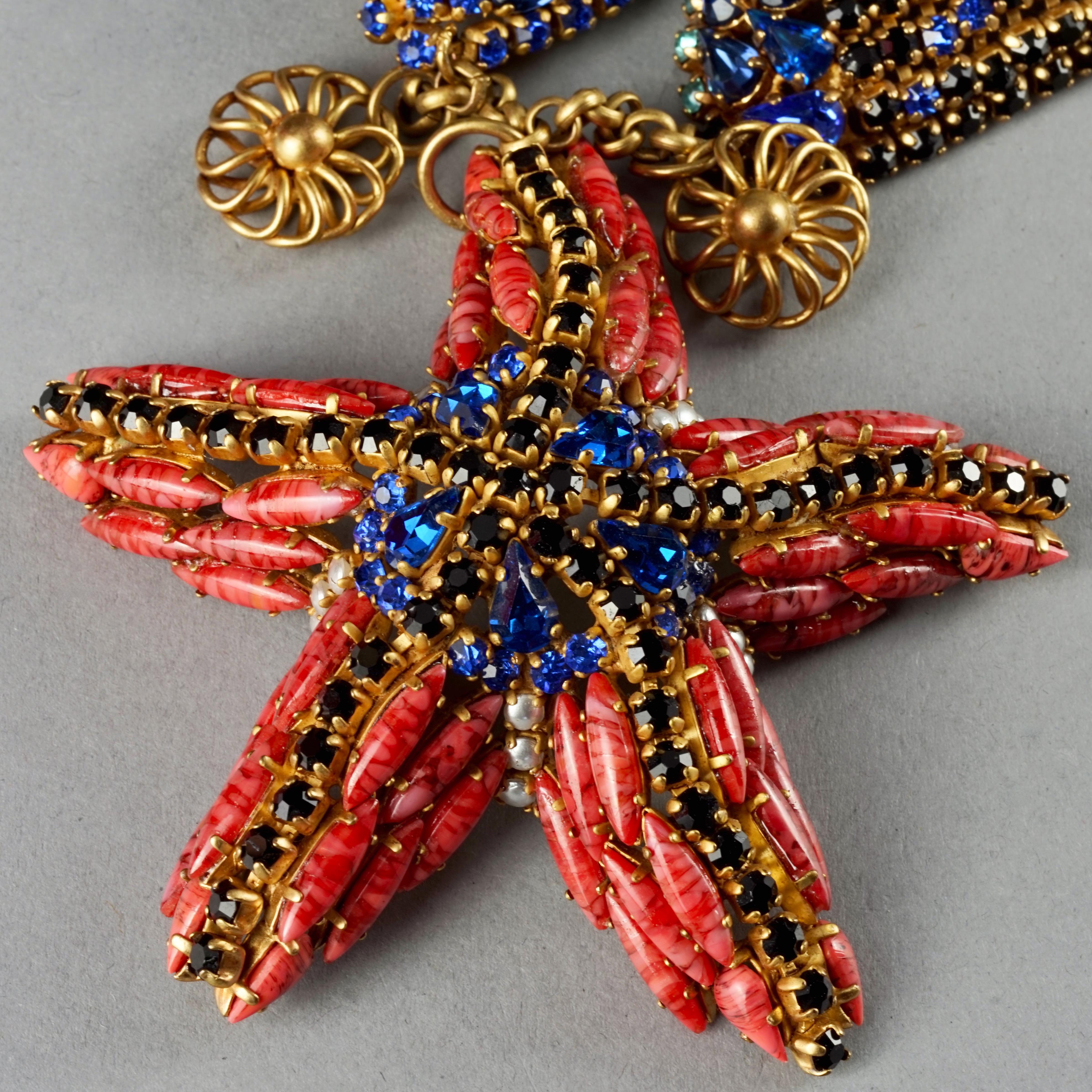 Vintage Massive HANNA BERNHARD Shell Starfish Rhinestone Necklace For Sale 2