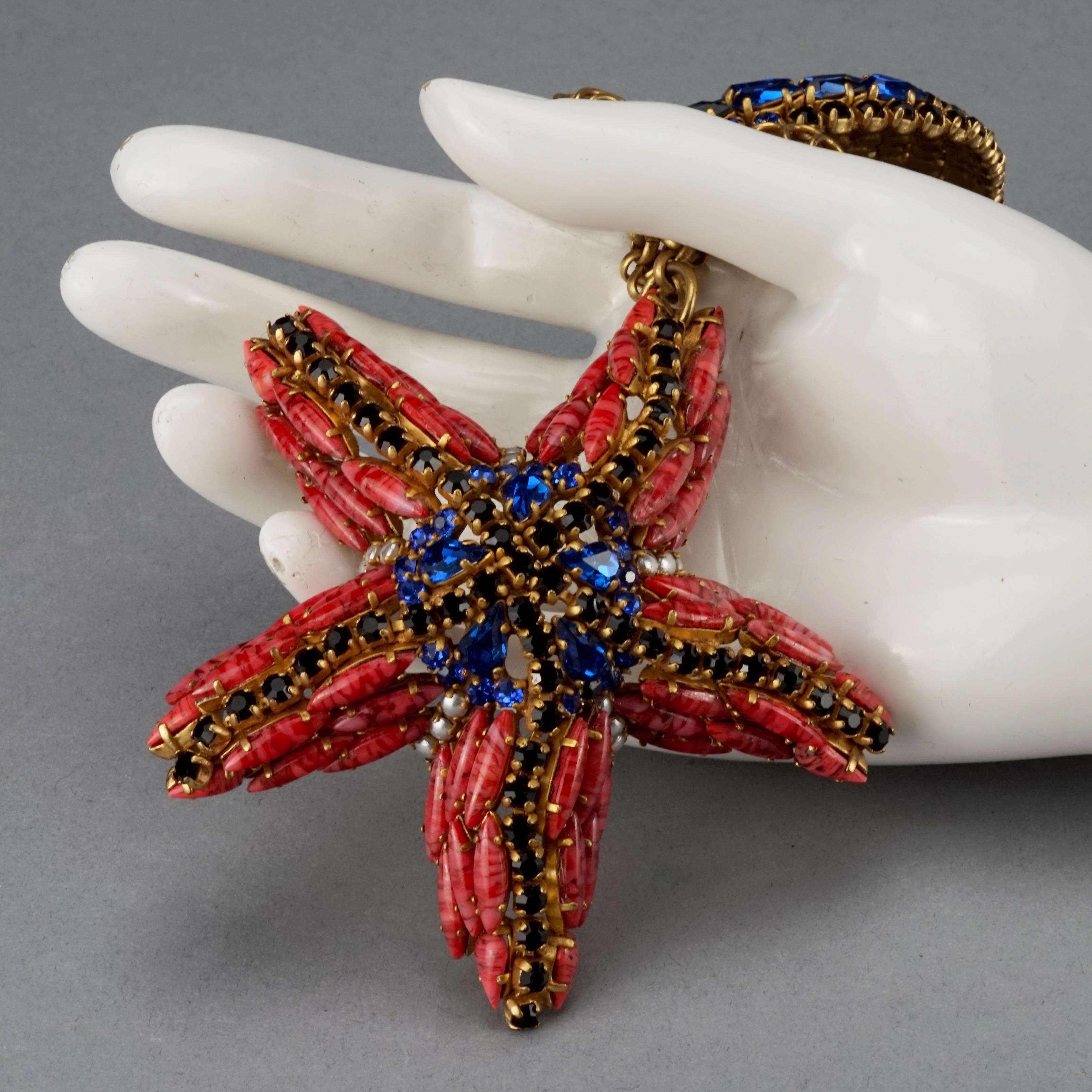 Vintage Massive HANNA BERNHARD Shell Starfish Rhinestone Necklace For Sale 4