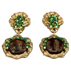 Vintage Massive JACKY DE G Baroque Cameo Medallion Dangling Earrings