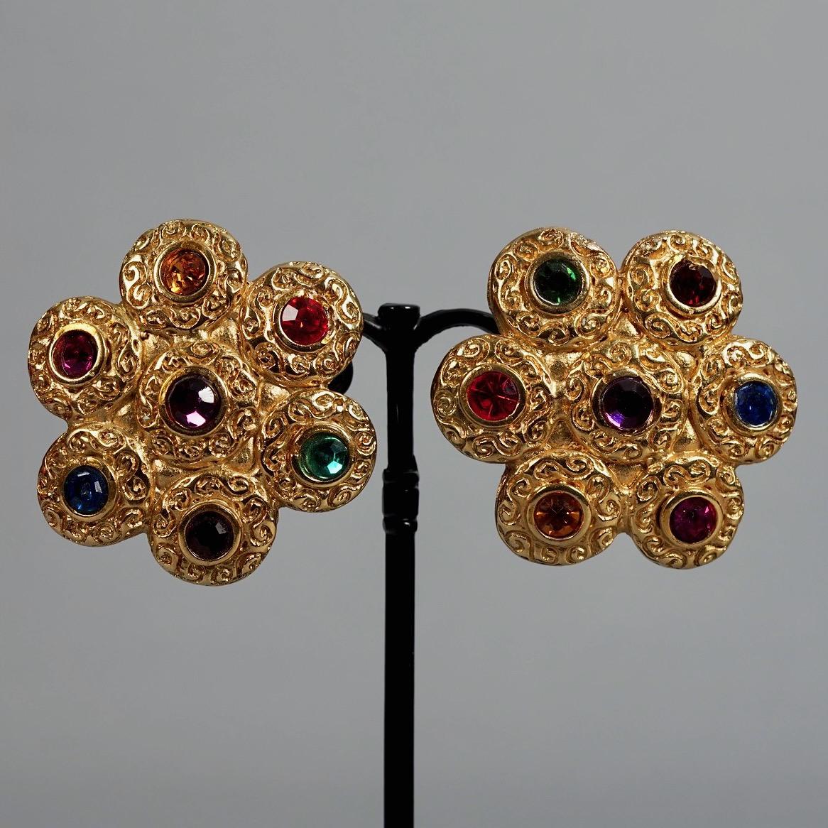 Vintage Massive JACKY DE G Baroque Jewel Flower Earrings For Sale 2