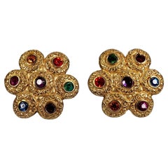 Vintage Massive JACKY DE G Baroque Jewel Flower Earrings