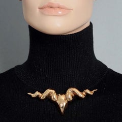 Vintage Massive JEAN LOUIS SCHERRER Antelope Head Spiral Horn Novelty Brooch