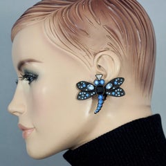 Vintage Massive JEAN LOUIS SCHERRER Jewelled Dragonfly Earrings
