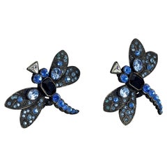 Vintage Massive JEAN LOUIS SCHERRER Jewelled Dragonfly Earrings
