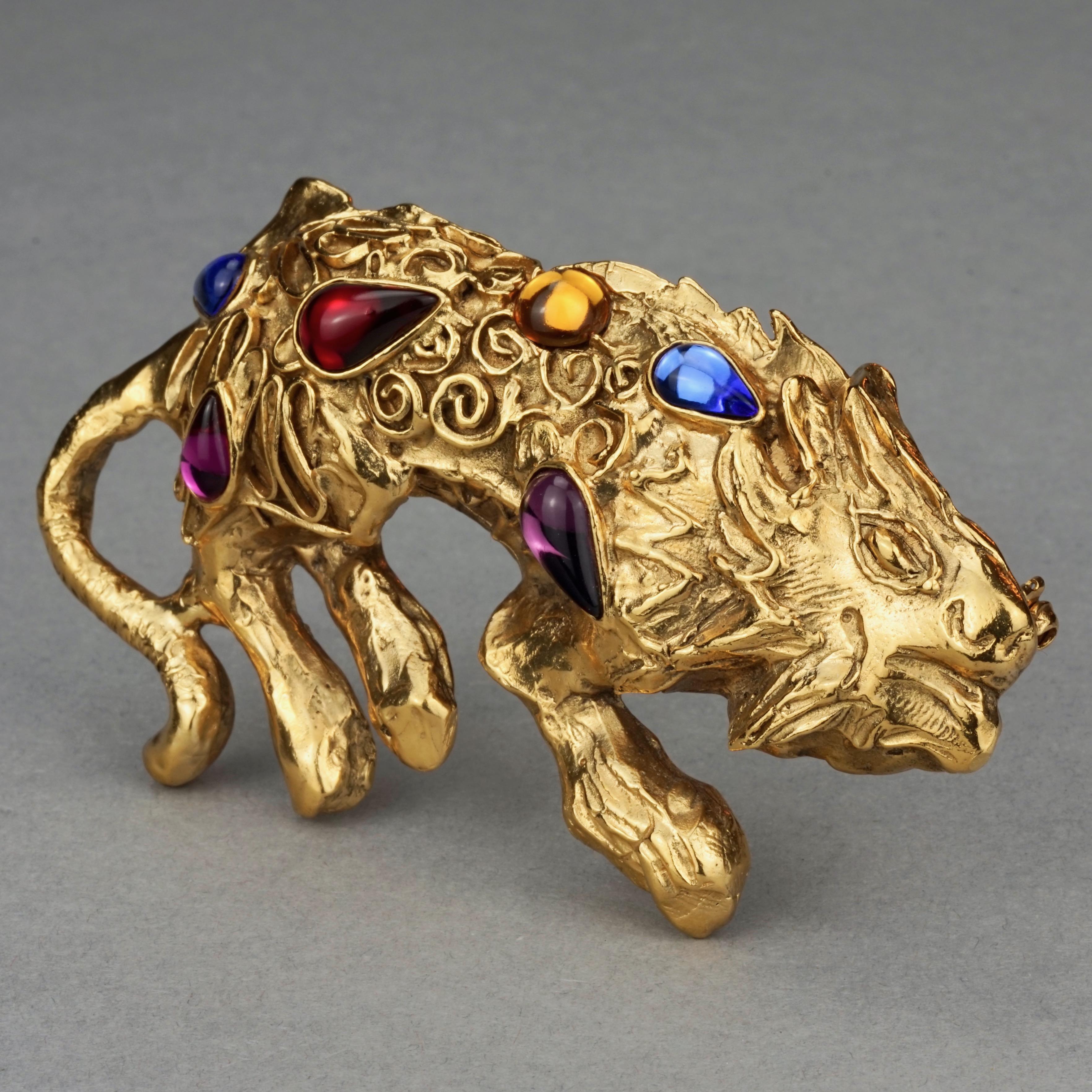 Vintage Massive JEAN LOUIS SCHERRER Jewelled Lion Brooch 2