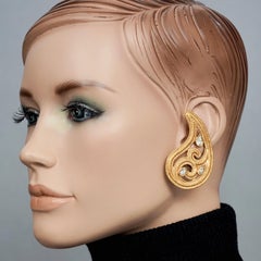 Boucles d'oreilles vintage JEAN LOUIS SCHERRER Paisley Rhinestones