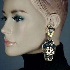 Vintage Massive JEAN PAUL GAULTIER Diamant 100% Carat Enamel Dangling Earrings