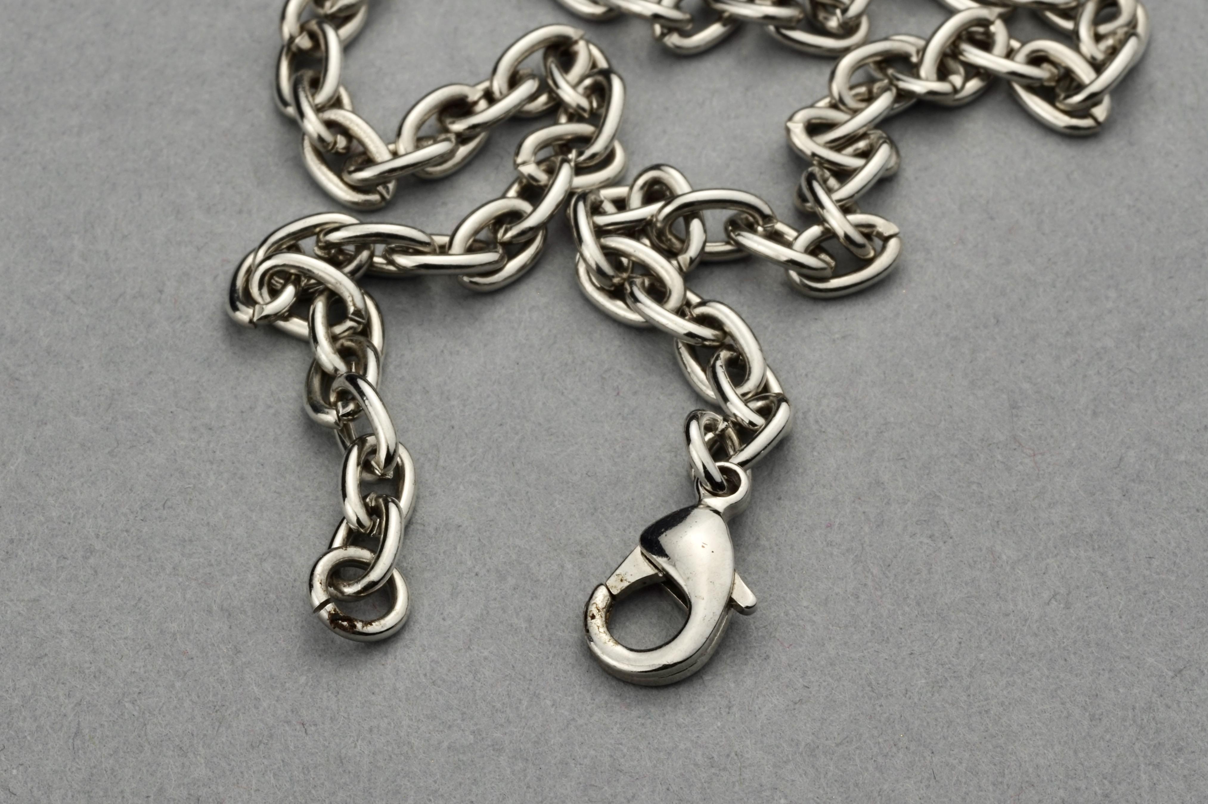 Vintage Massive JEAN PAUL GAULTIER Modernist Ring Pendant Silver Chain Necklace 3
