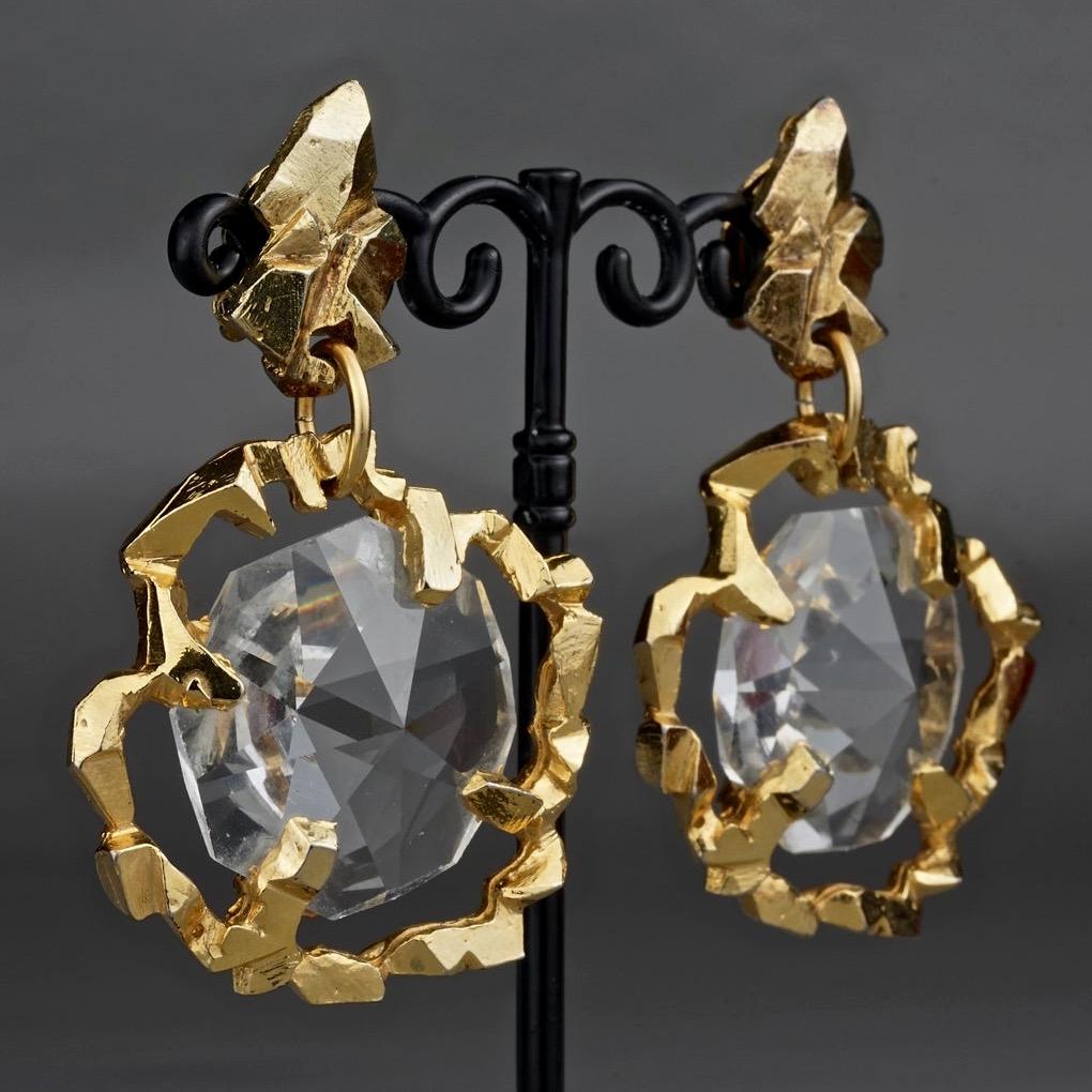 Women's Vintage Massive JEAN XAVIER DUHART Faceted Glass Drop Earrings For Sale