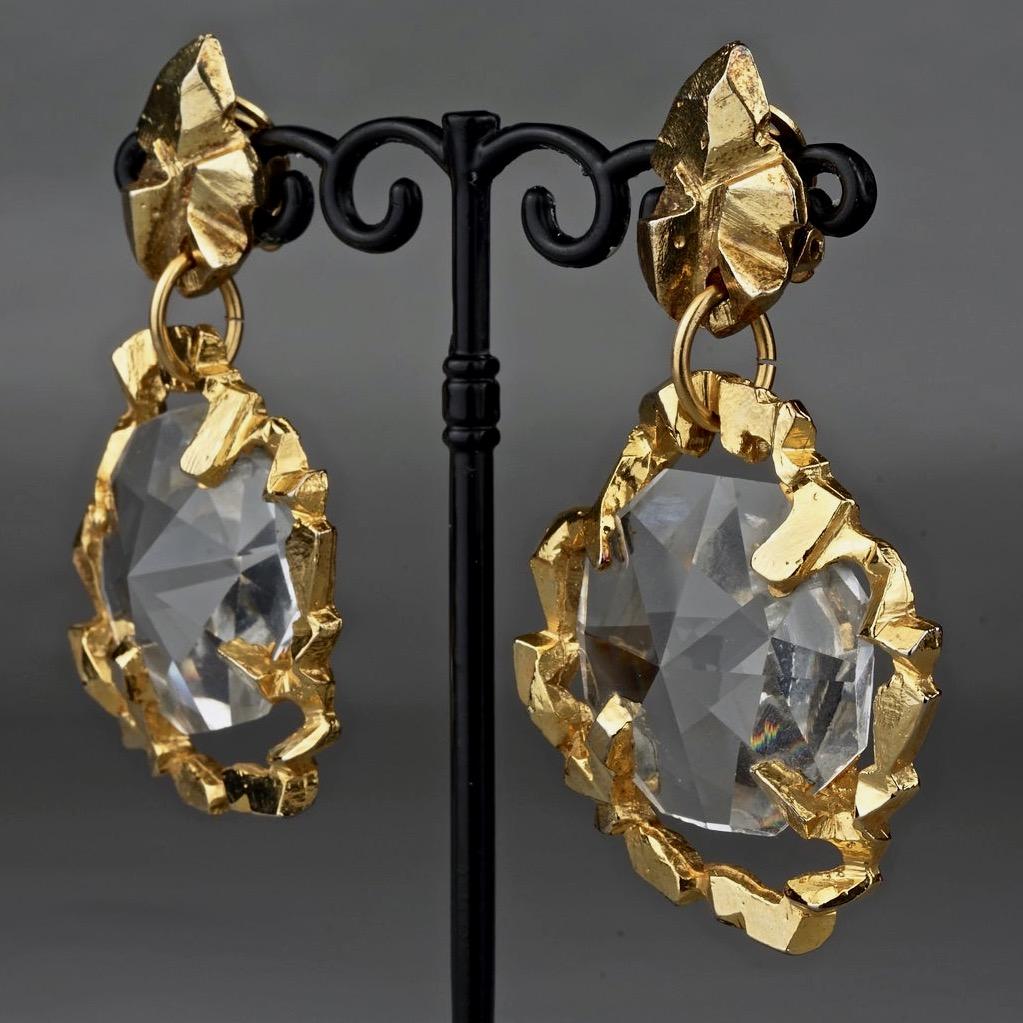 Vintage Massive JEAN XAVIER DUHART Faceted Glass Drop Earrings For Sale 1