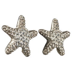 Vintage Massive KALINGER PARIS Textured Starfish Silver Earrings