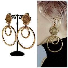 Vintage Massive KARL LAGERFELD Profile Wax Seal Double Hoop Earrings