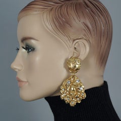 Vintage Massive LA ROSE POURPRE Paris Face Novelty Earrings