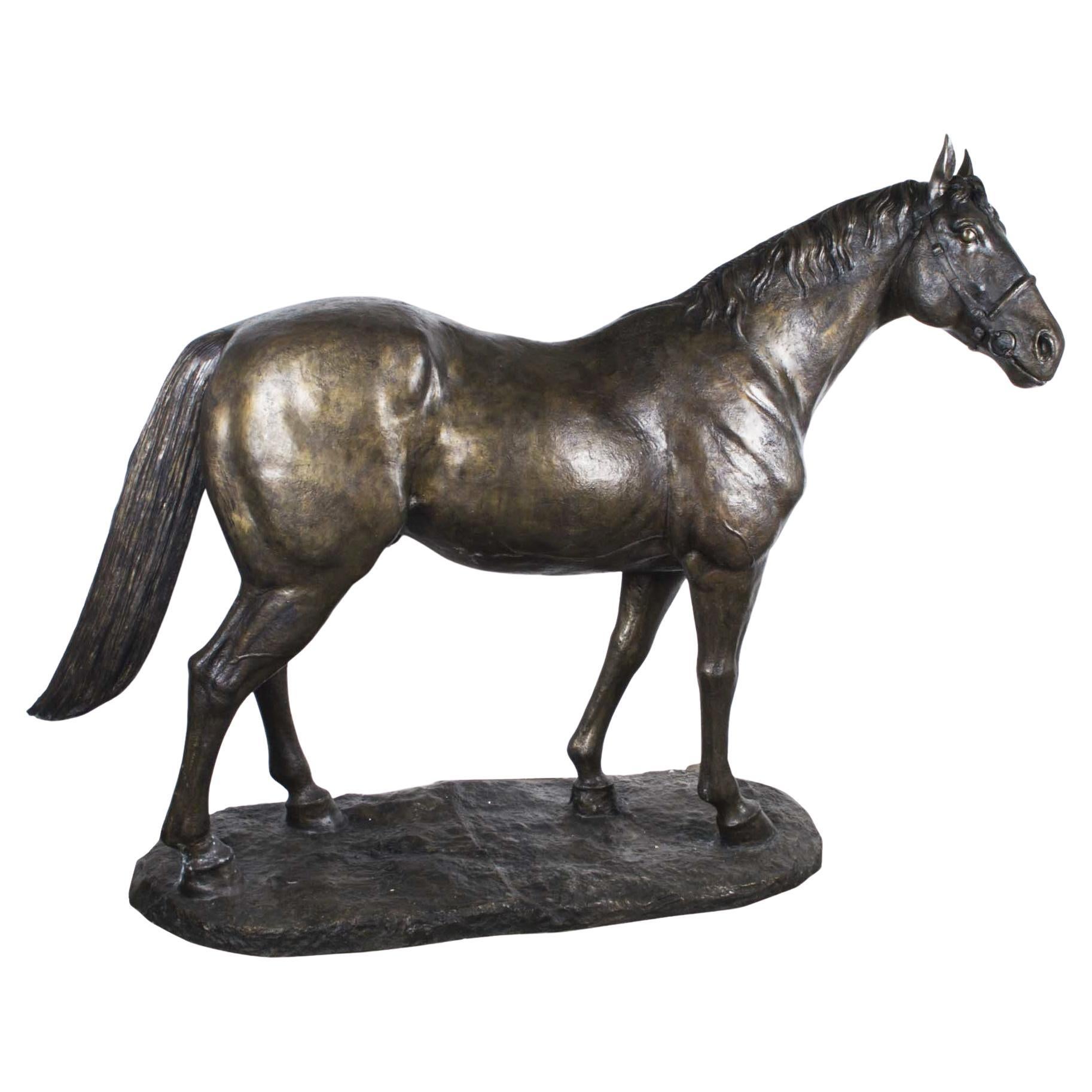 Stunning Massive LifeSize Bronze Statue of a Stallion, Late 20th