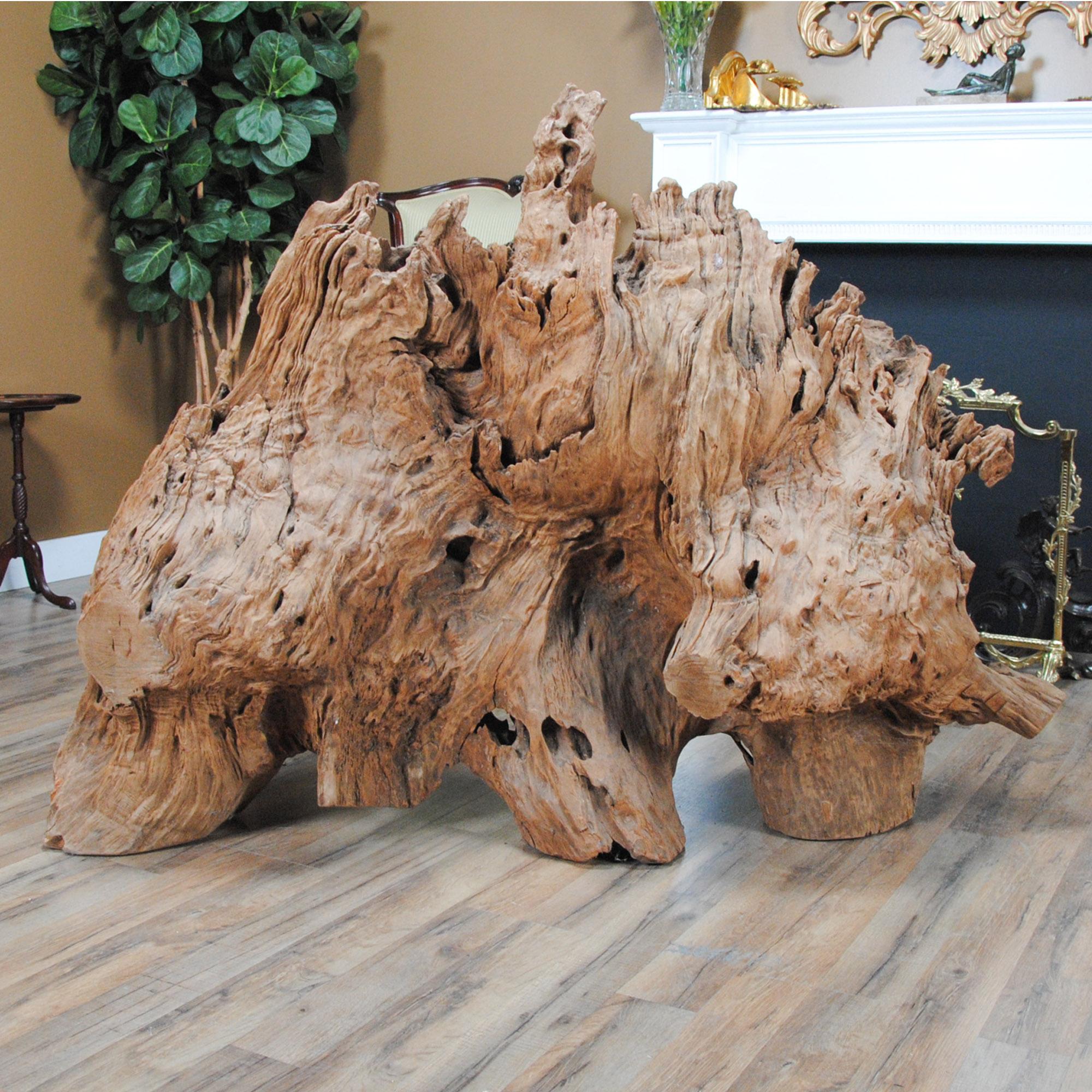A Vintage Massive live edge tree root sculpture. An absolute masterpiece from every angle this naturally occurring sculpture is a beauty to behold from every direction. With its almost endless crevices, hole and and fissures this piece would be a