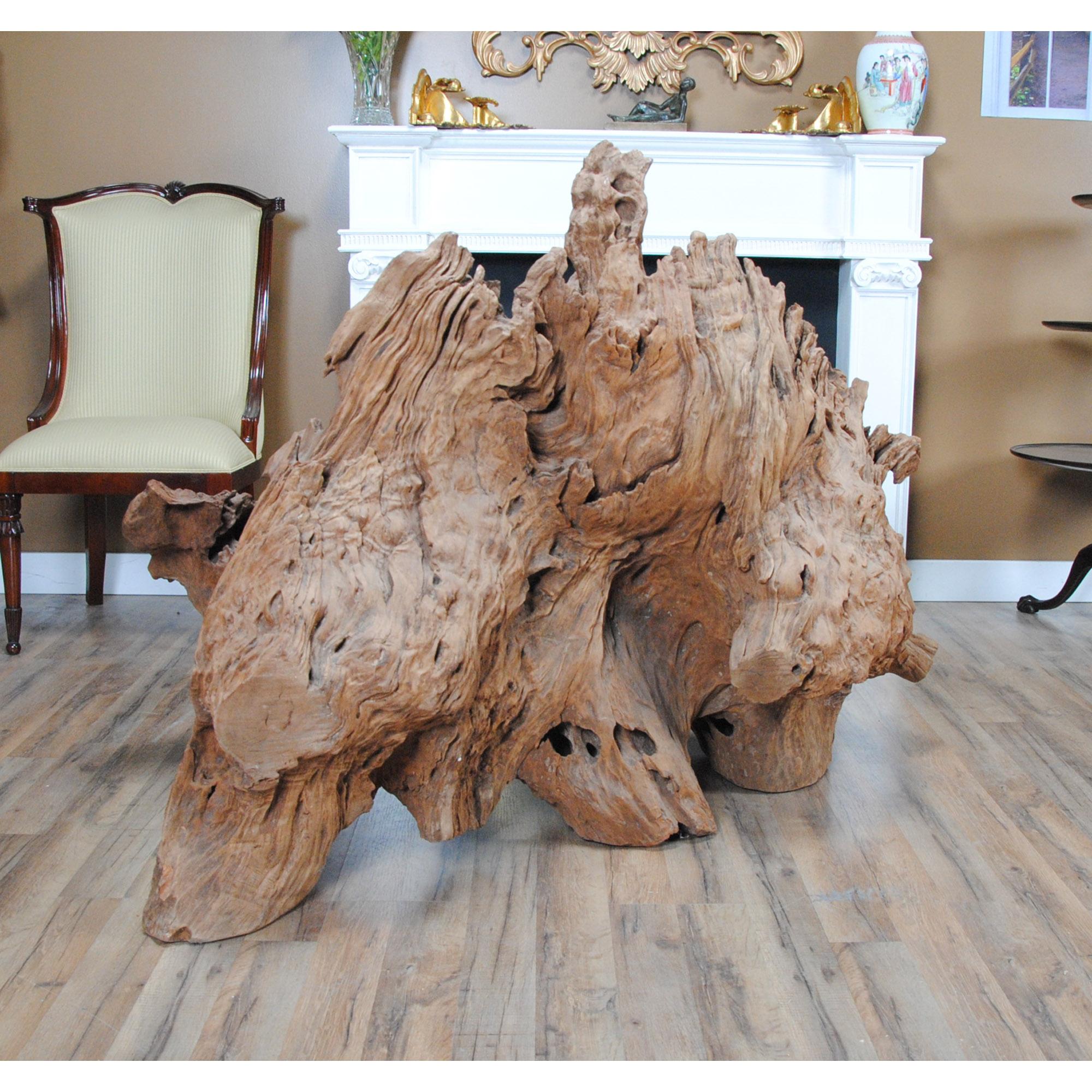 Mid-Century Modern Vintage Massive Live Edge Tree Root Sculpture For Sale