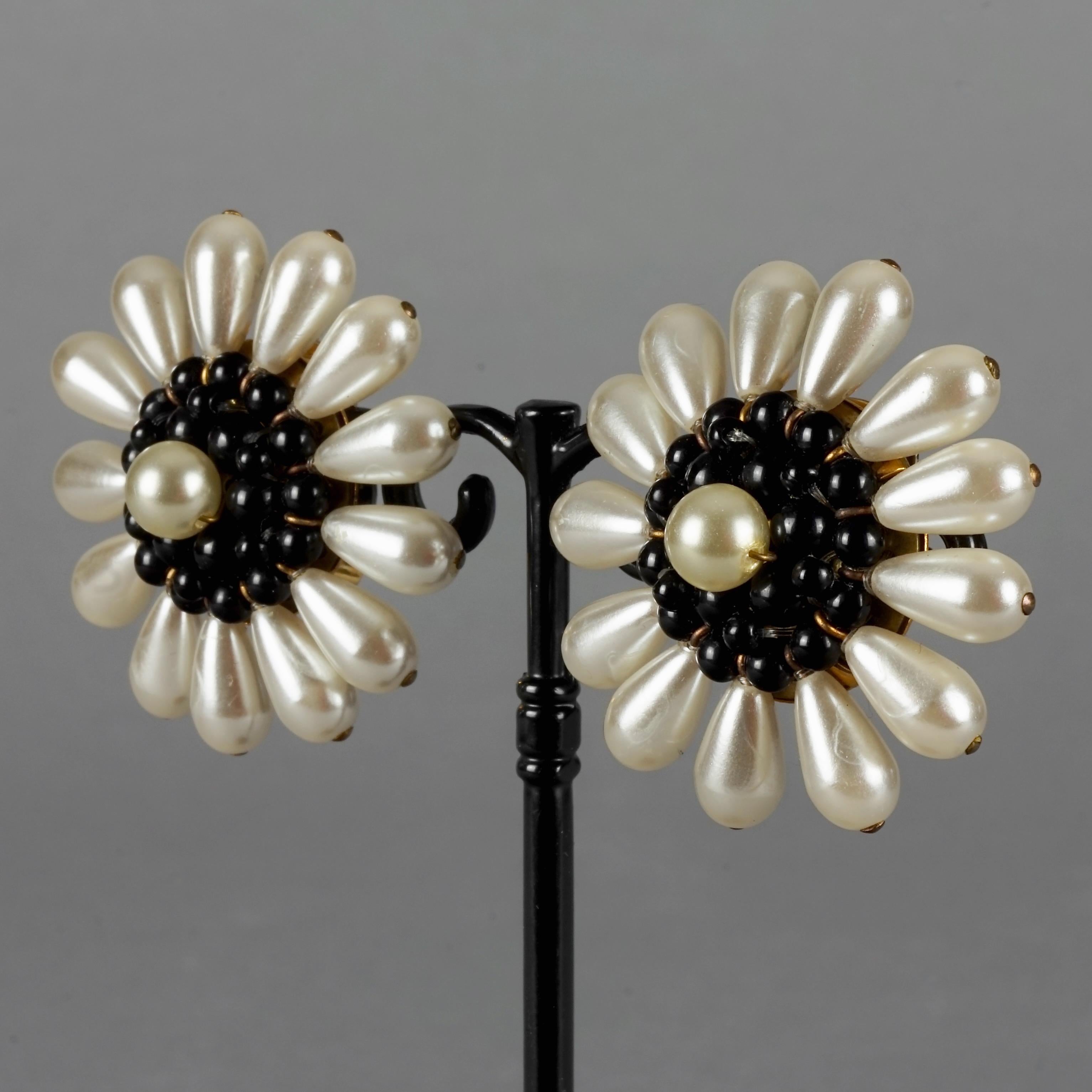 Women's or Men's Vintage Massive LOUIS FERAUD Flower Pearl Earrings For Sale