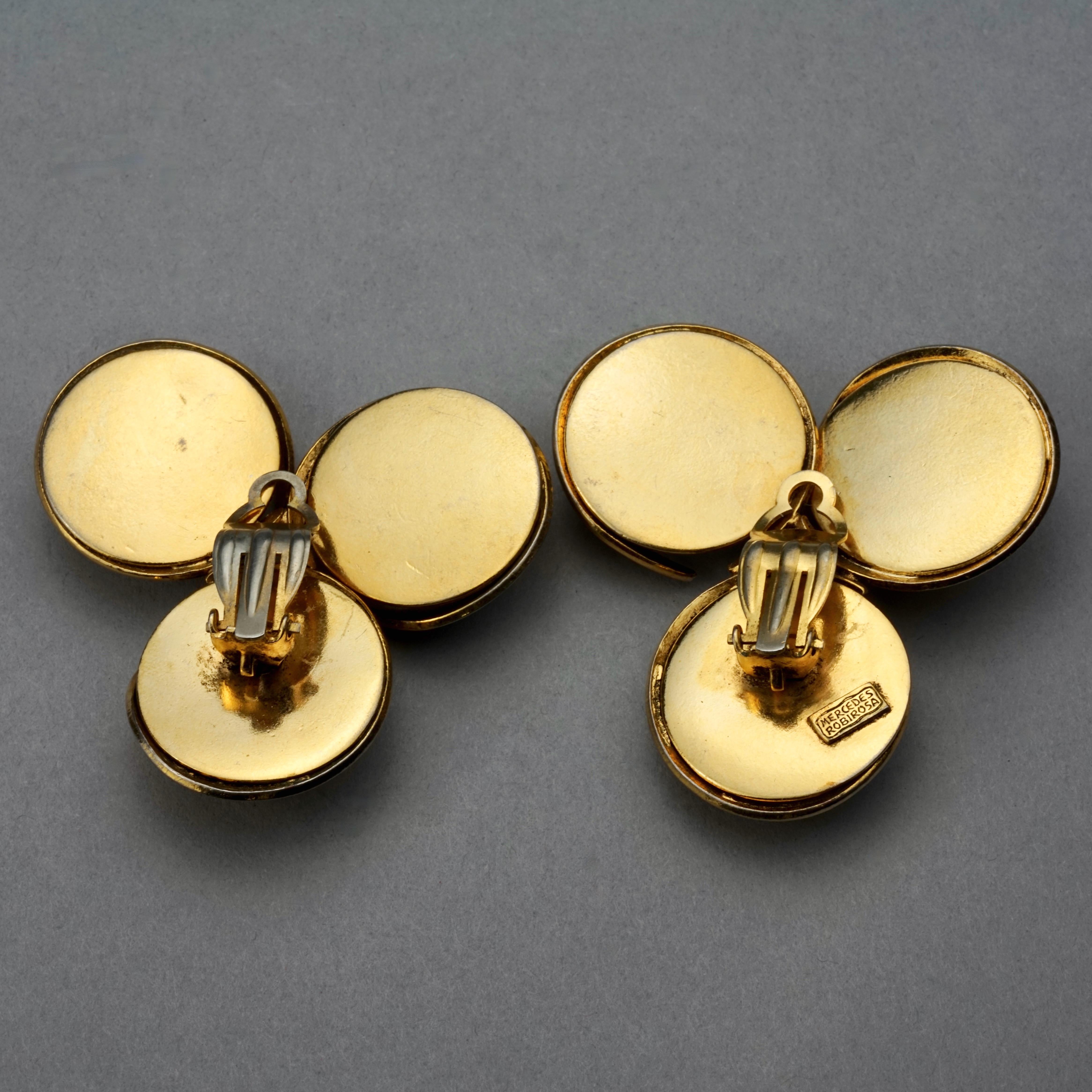 Vintage Massive MERCEDES ROBIROSA Triple Textured Pearls Disc Earrings 3